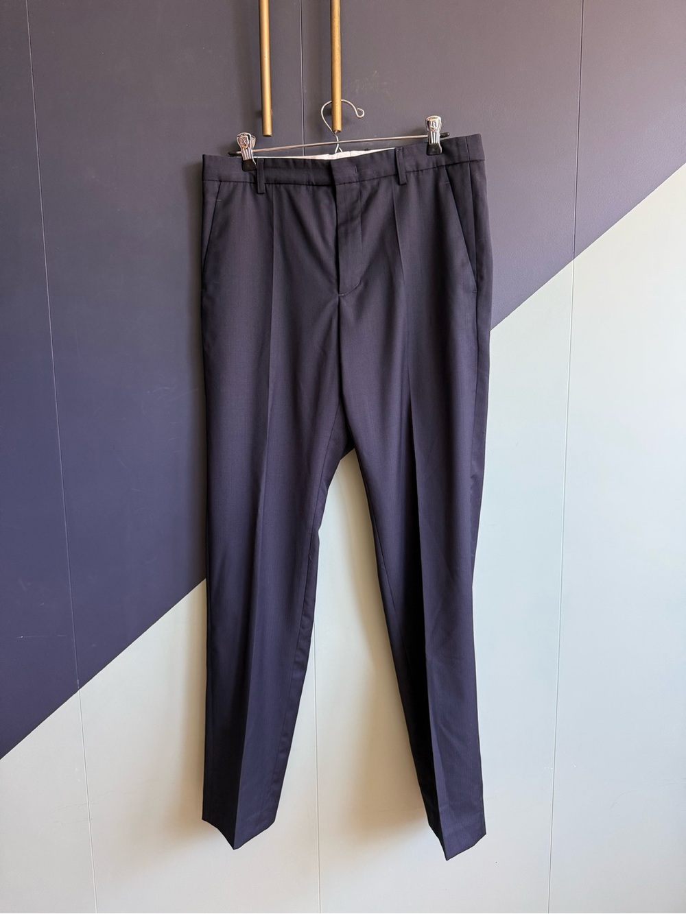 APC Navy Blue Virgin Wool Mens Slim Tailored Dress Pants, EU 48 (US 30-31), EUC